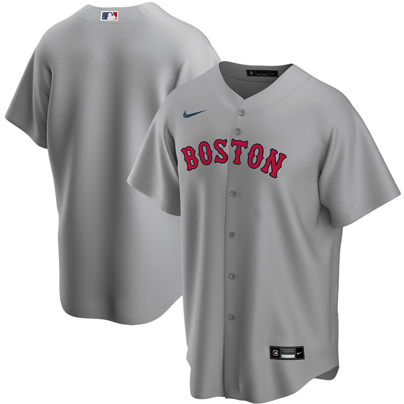 2020 MLB Men Boston Red Sox Nike Gray Road 2020 Replica Jersey 1->customized mlb jersey->Custom Jersey